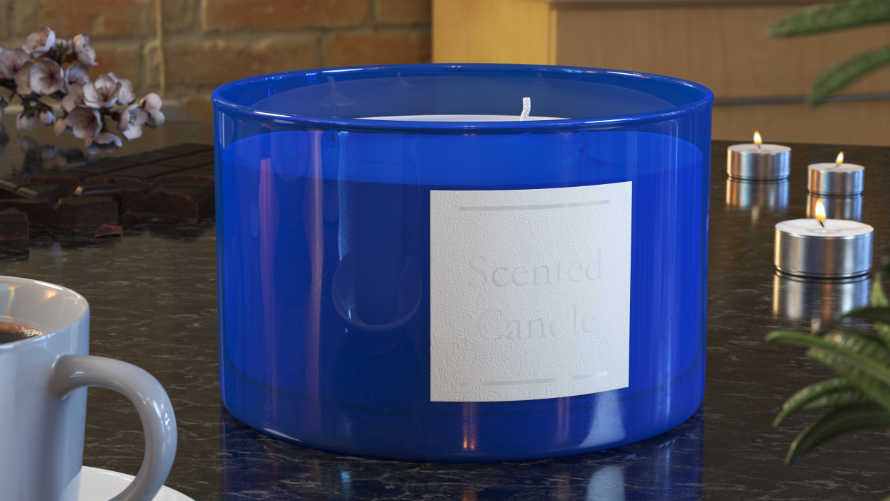 3D model Scented Candle Blue with Label