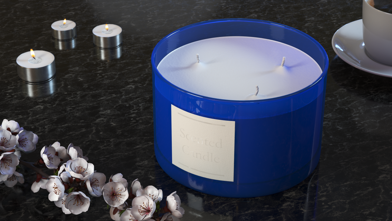 3D model Scented Candle Blue with Label