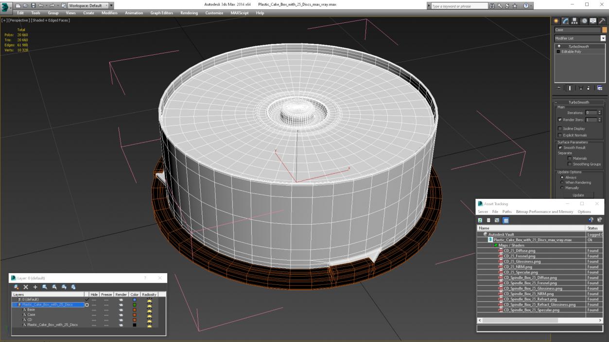 3D model Plastic Cake Box with 25 Discs