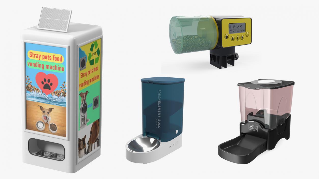 Automatic Pet Feeder Food Dispensers Collection 2 3D model