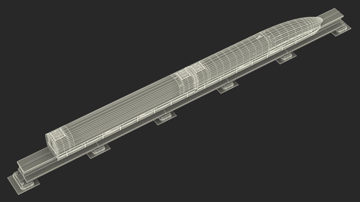 3D model Chinese Maglev Bullet Train on Rail