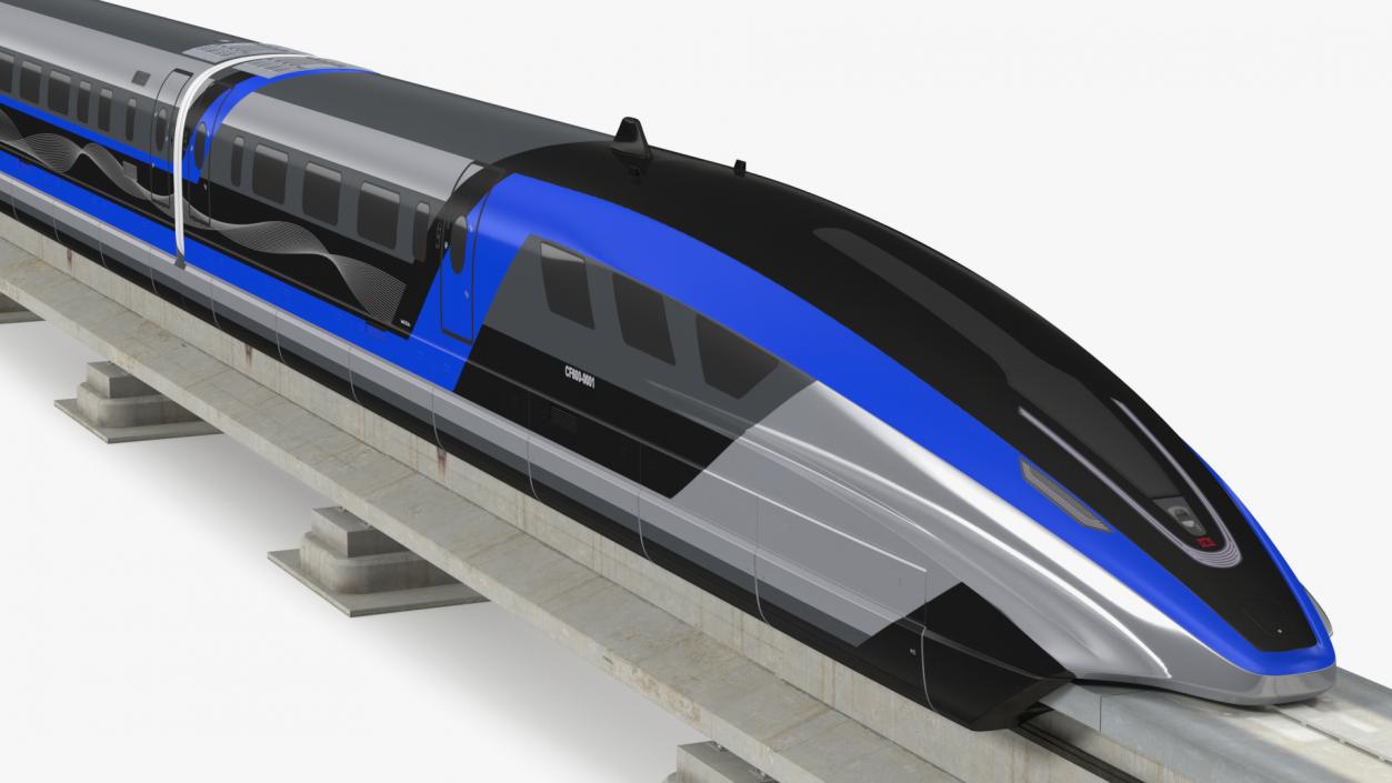 3D model Chinese Maglev Bullet Train on Rail