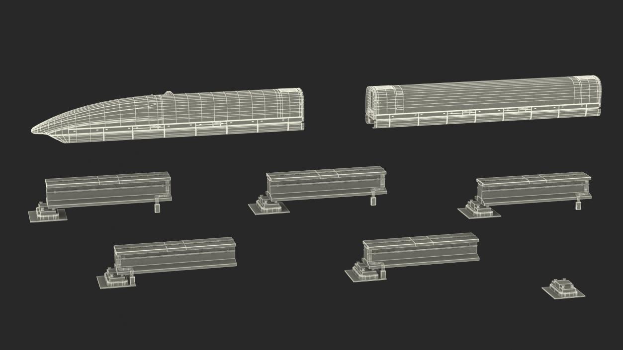 3D model Chinese Maglev Bullet Train on Rail