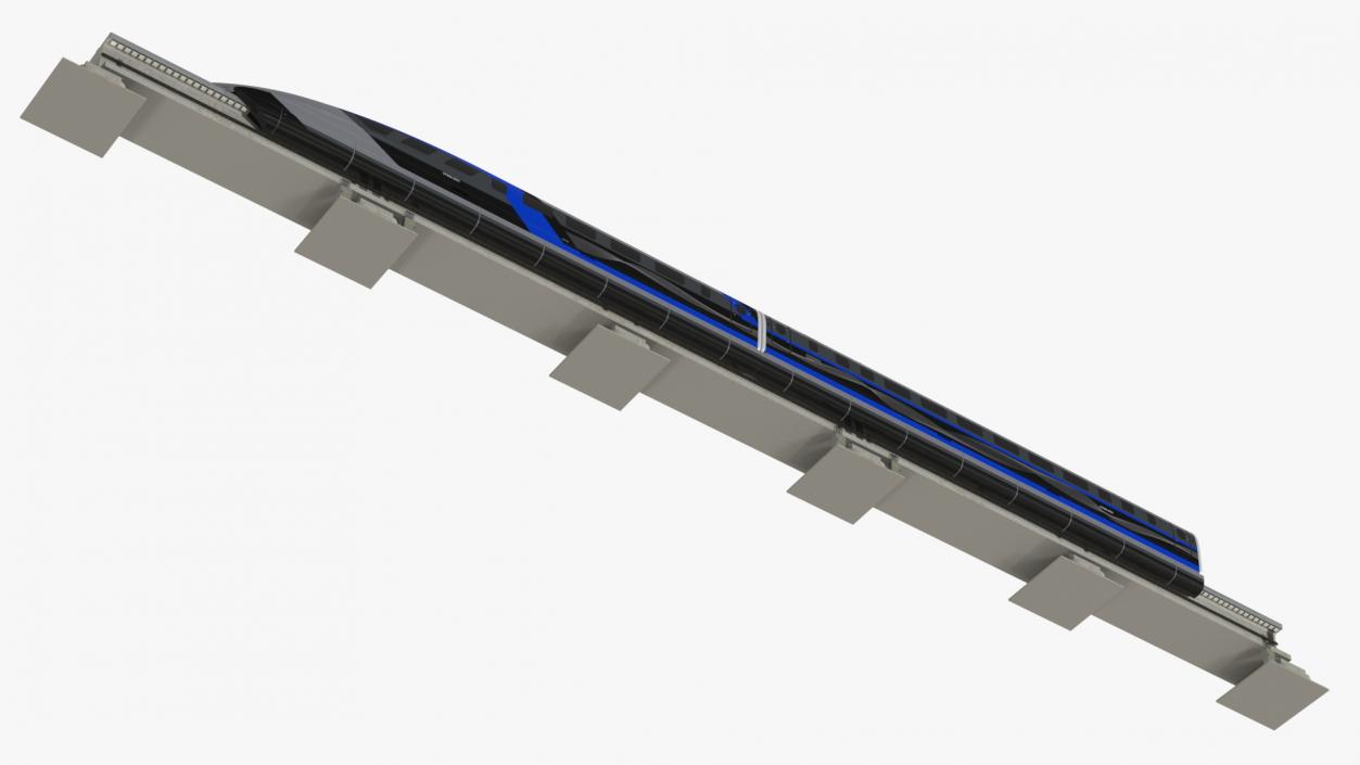 3D model Chinese Maglev Bullet Train on Rail