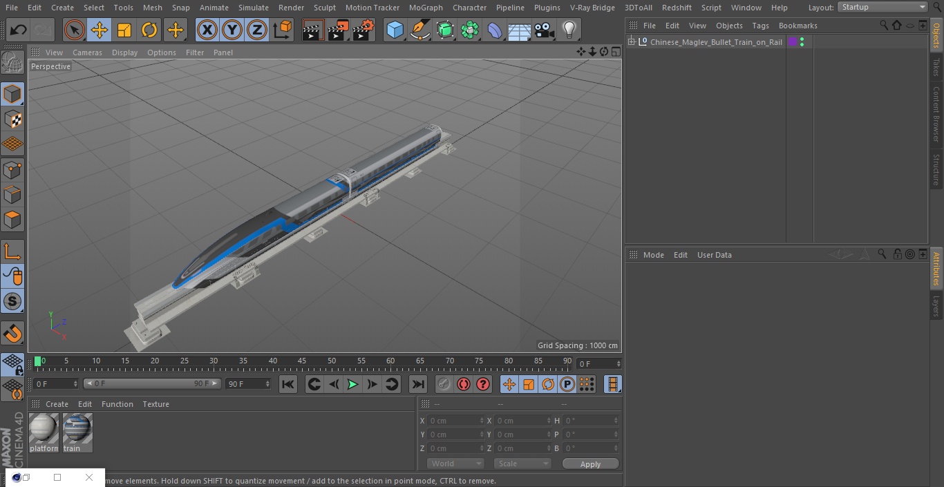 3D model Chinese Maglev Bullet Train on Rail