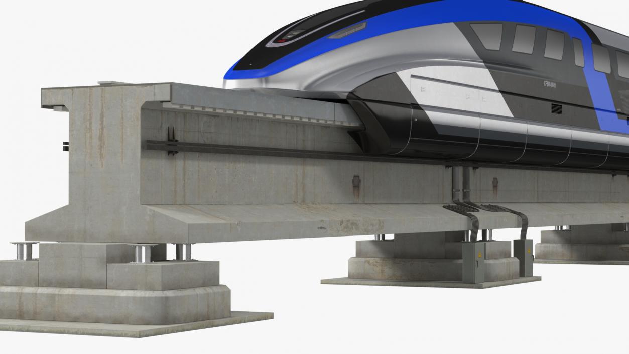 3D model Chinese Maglev Bullet Train on Rail