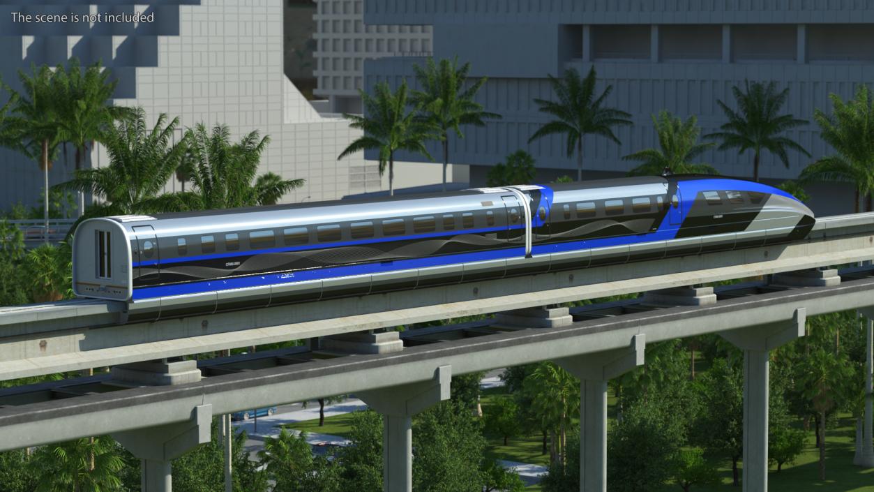 3D model Chinese Maglev Bullet Train on Rail