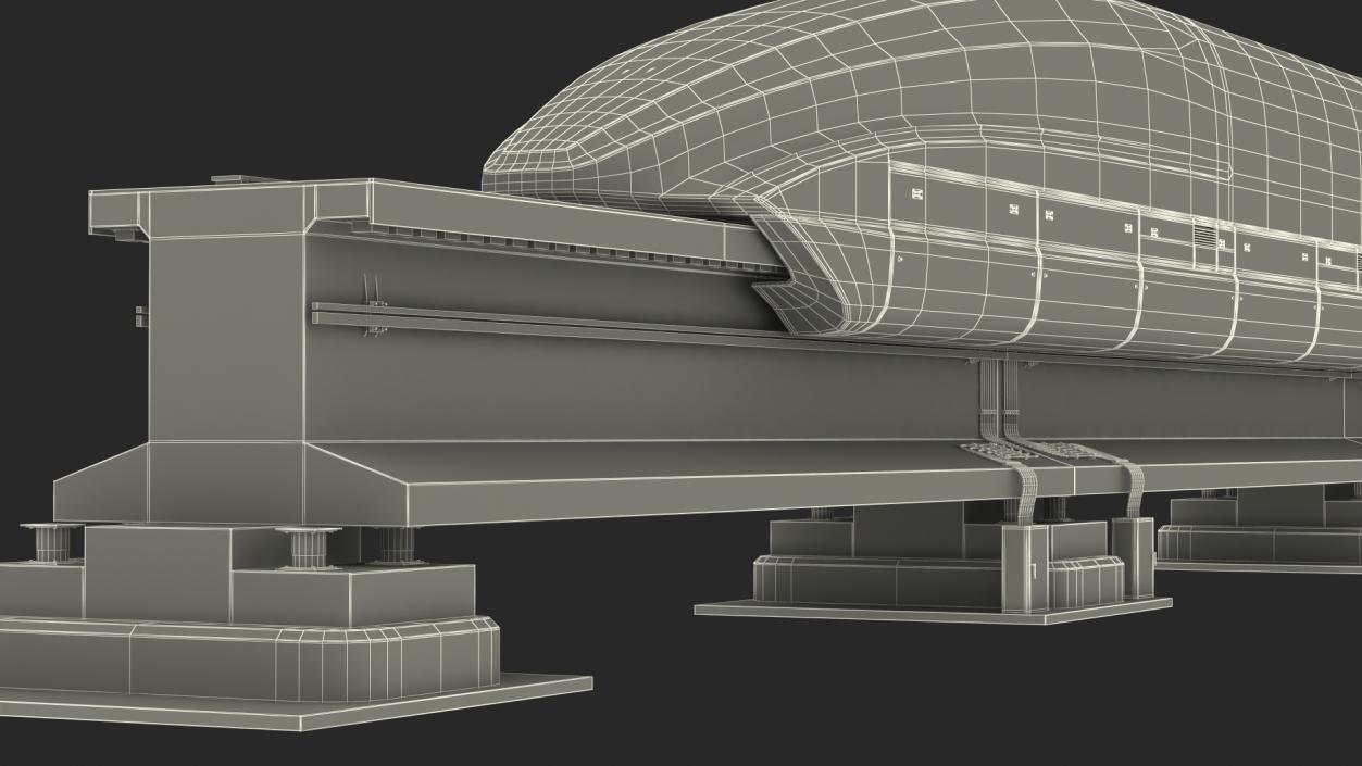 3D model Chinese Maglev Bullet Train on Rail