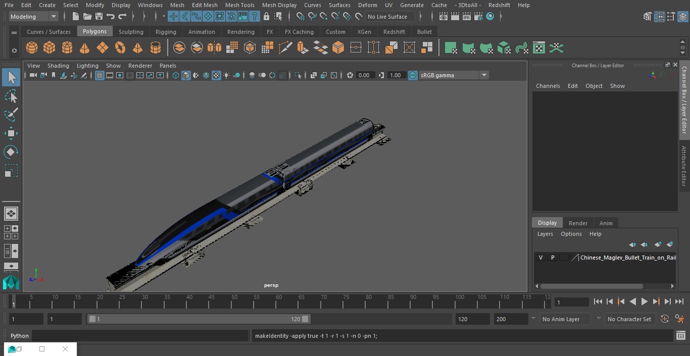 3D model Chinese Maglev Bullet Train on Rail