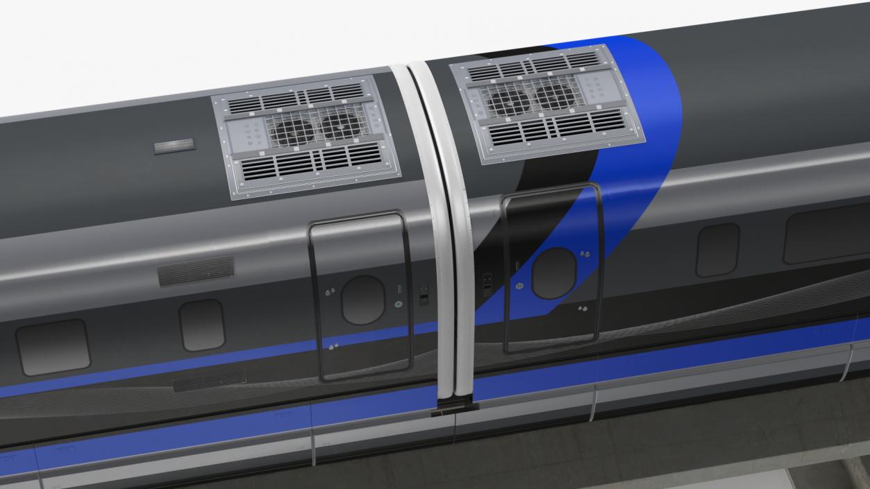 3D model Chinese Maglev Bullet Train on Rail