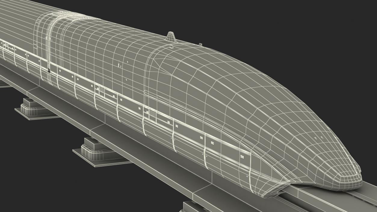 3D model Chinese Maglev Bullet Train on Rail