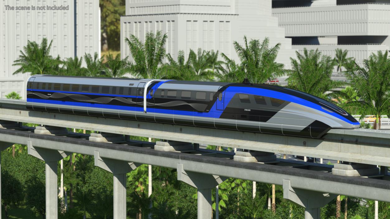 3D model Chinese Maglev Bullet Train on Rail