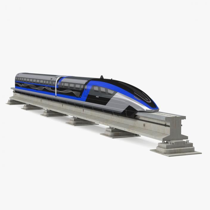 3D model Chinese Maglev Bullet Train on Rail