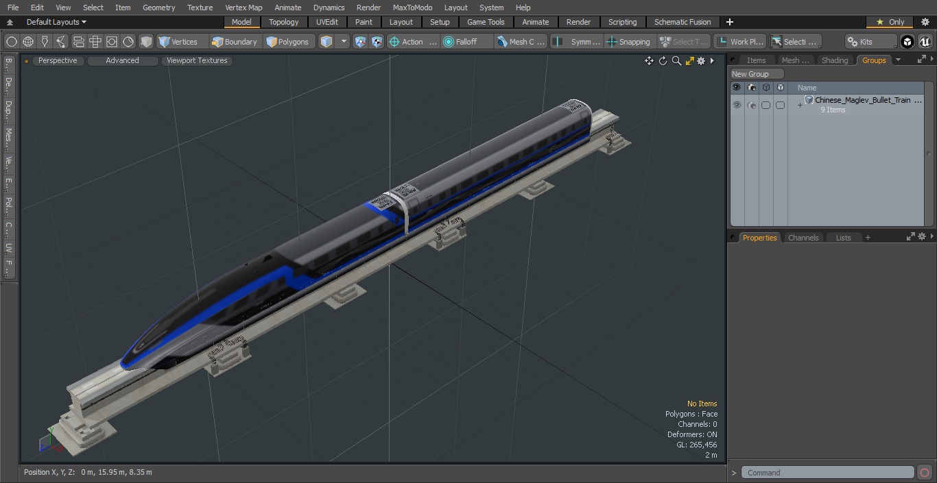 3D model Chinese Maglev Bullet Train on Rail