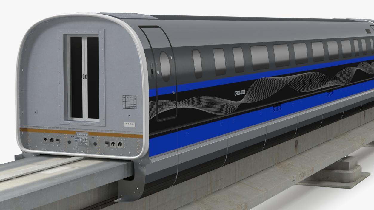 3D model Chinese Maglev Bullet Train on Rail