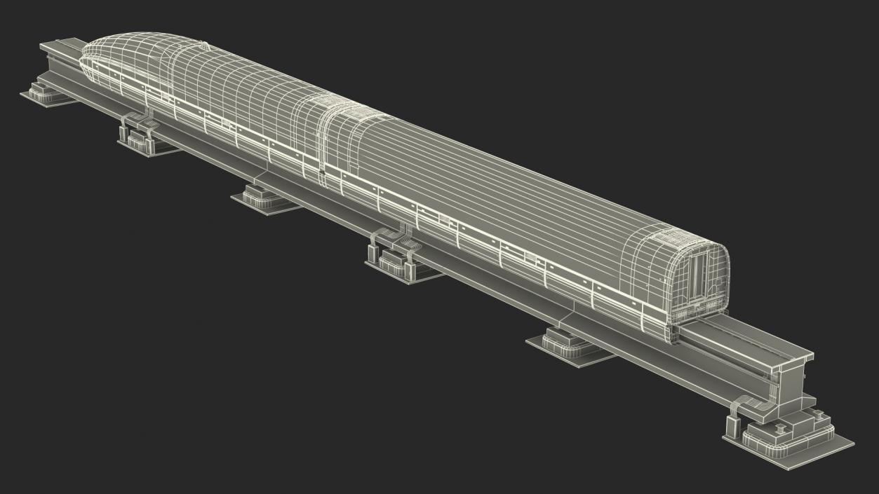 3D model Chinese Maglev Bullet Train on Rail