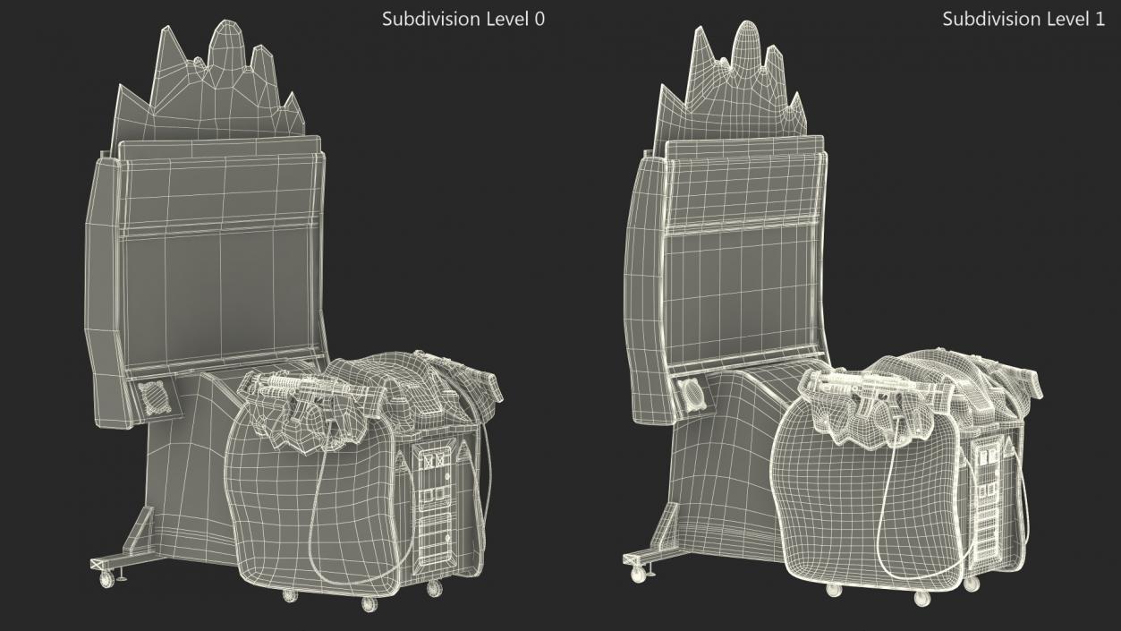 Arcade Machine Aliens Armageddon On State State Rigged 3D model