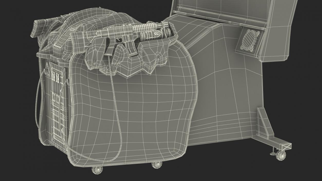 Arcade Machine Aliens Armageddon On State State Rigged 3D model