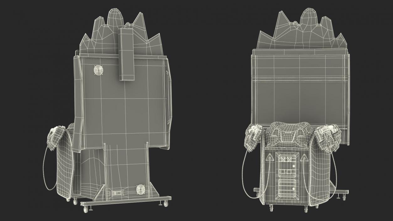 Arcade Machine Aliens Armageddon On State State Rigged 3D model