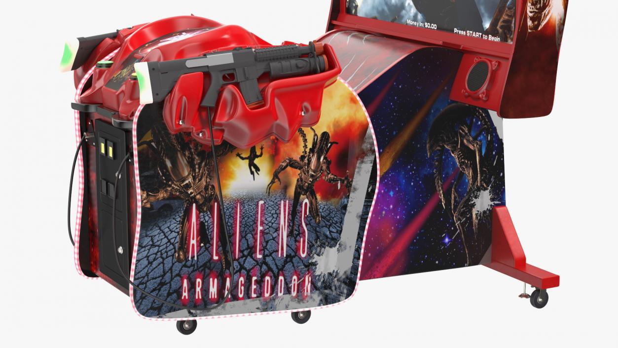 Arcade Machine Aliens Armageddon On State State Rigged 3D model