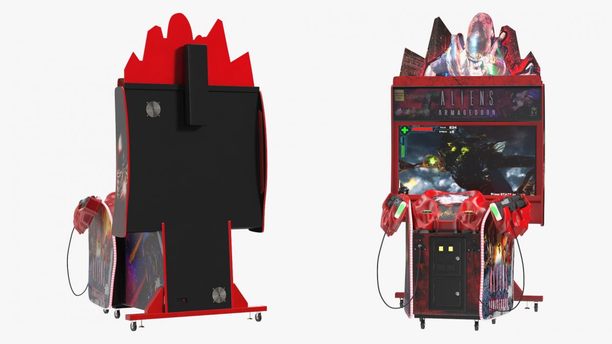 Arcade Machine Aliens Armageddon On State State Rigged 3D model