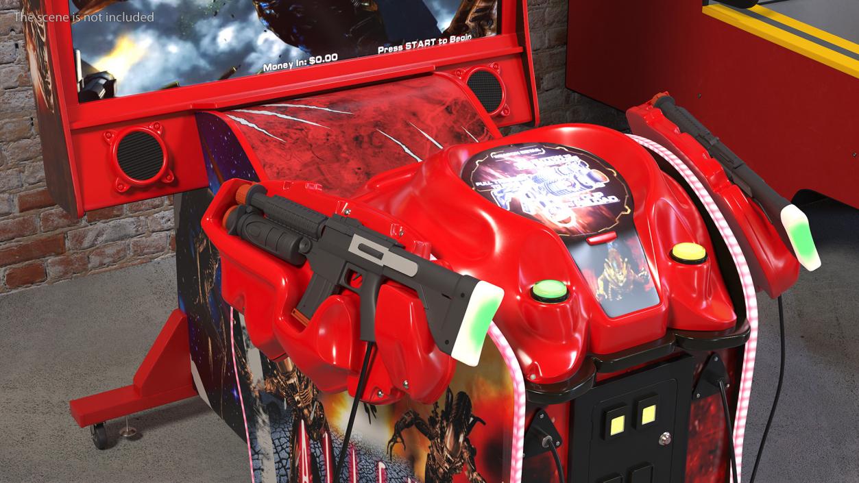 Arcade Machine Aliens Armageddon On State State Rigged 3D model