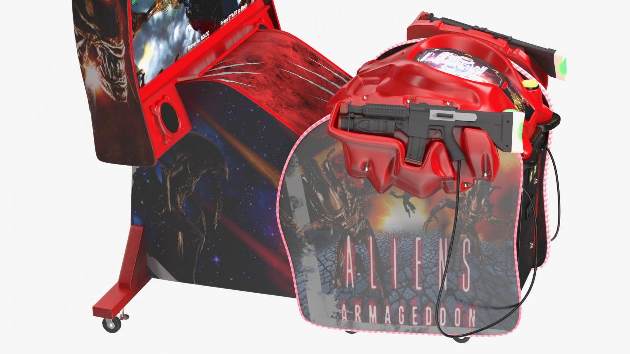 Arcade Machine Aliens Armageddon On State State Rigged 3D model