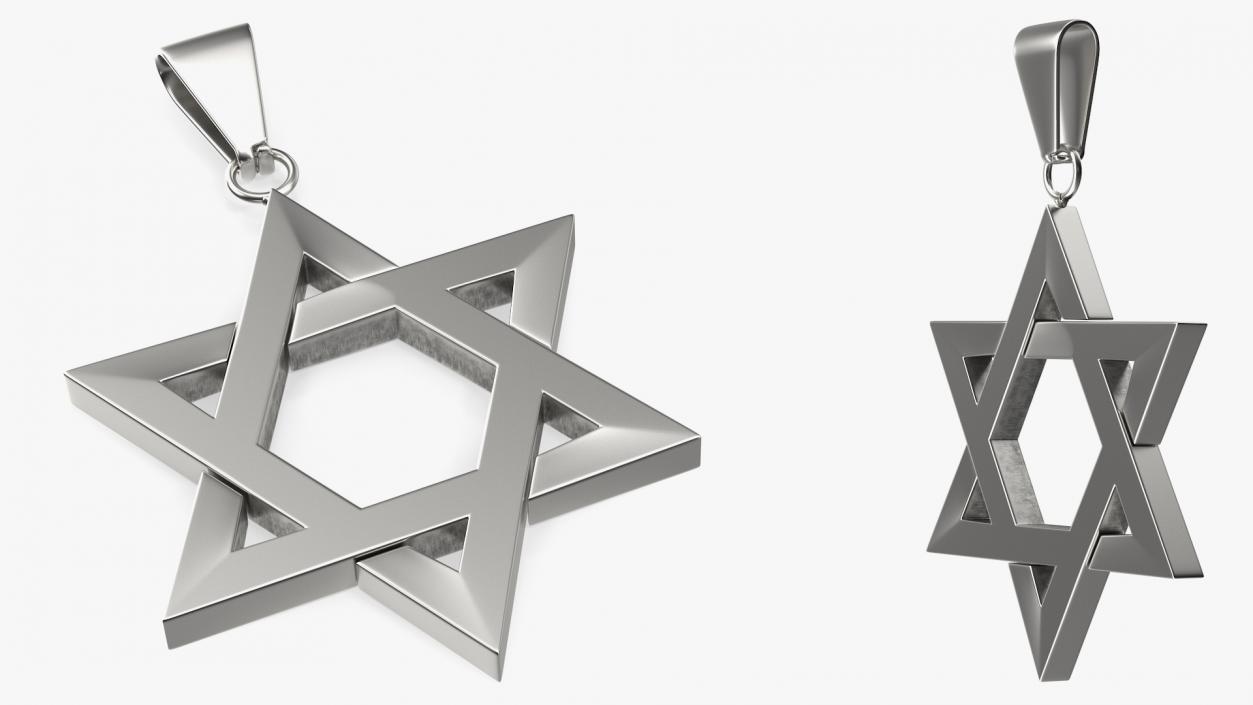 Star of David Necklace Silver 3D model