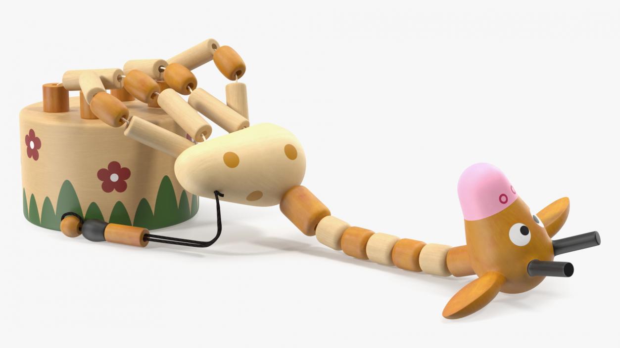 3D Wooden Push Up Toy Giraffe Fallen Pose model