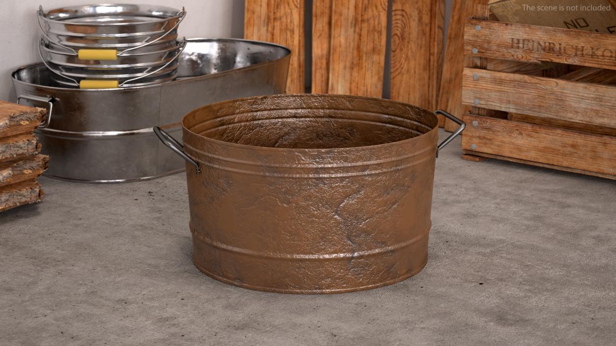 3D Steel Round Tub Rusty