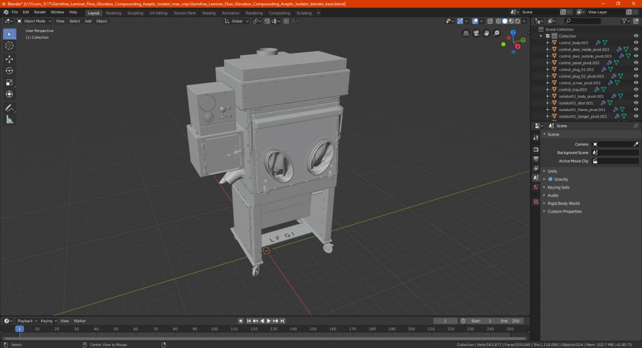 Germfree Laminar Flow Glovebox Compounding Aseptic Isolator 3D model