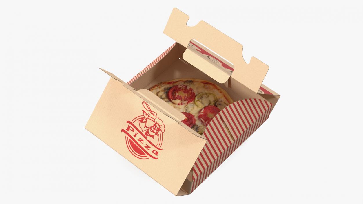 Open Box with Pizza 3D model