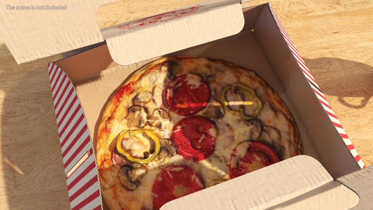 Open Box with Pizza 3D model