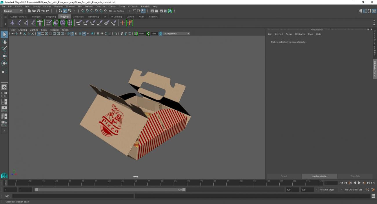 Open Box with Pizza 3D model