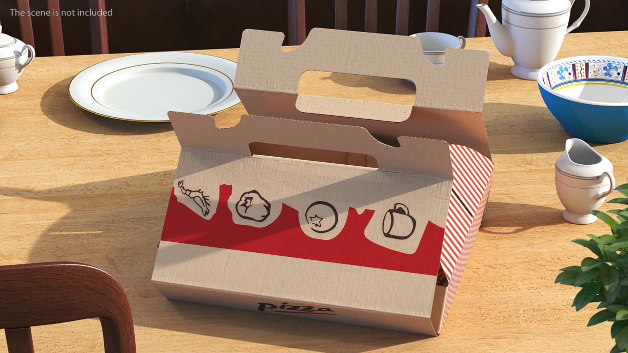 Open Box with Pizza 3D model