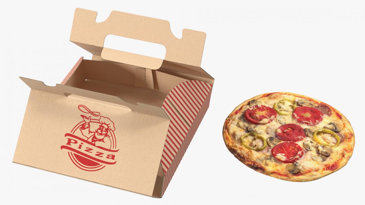 Open Box with Pizza 3D model