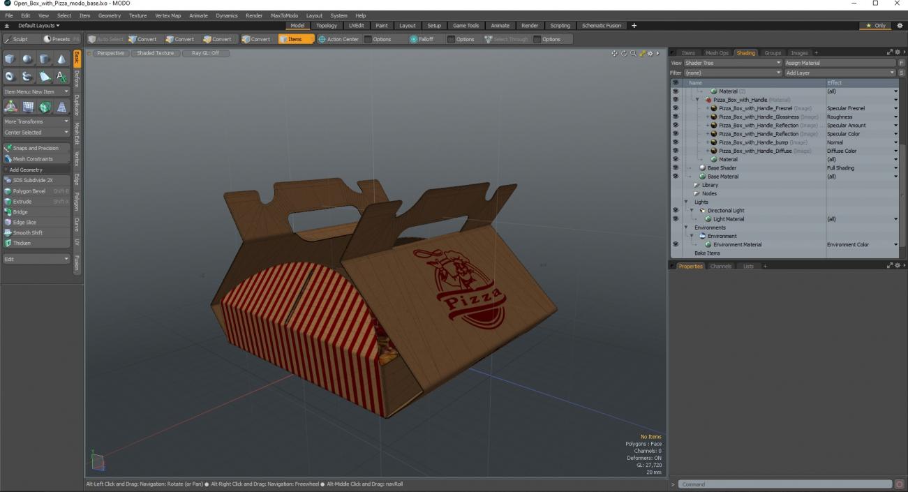 Open Box with Pizza 3D model