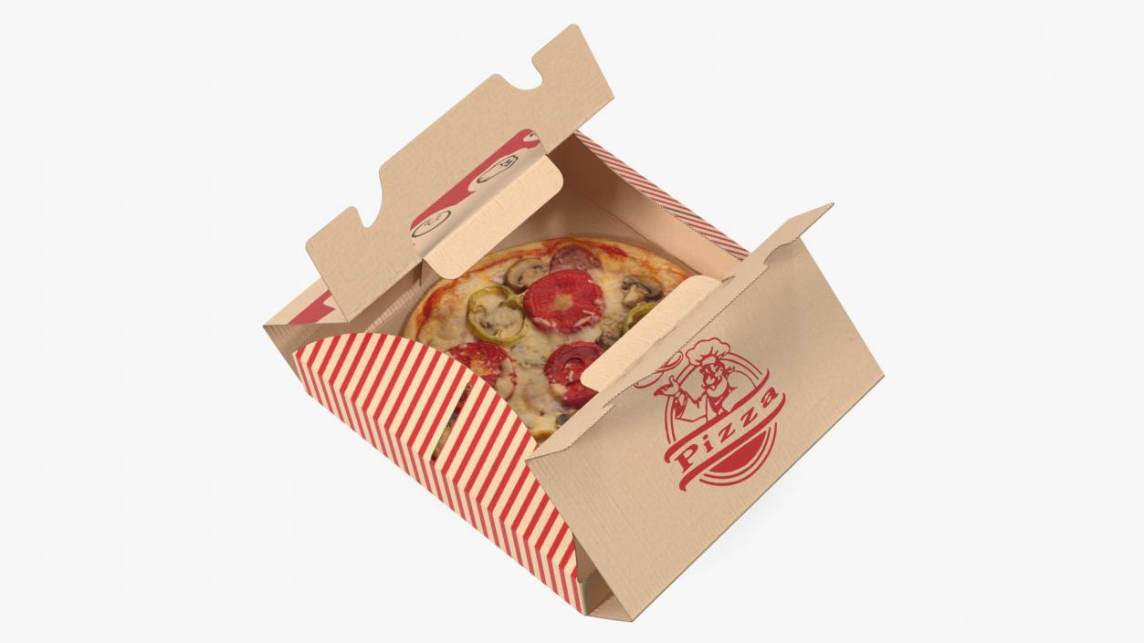 Open Box with Pizza 3D model