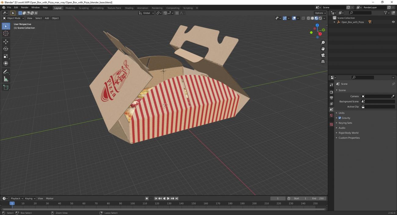 Open Box with Pizza 3D model