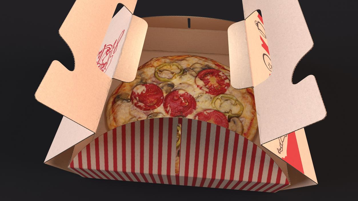 Open Box with Pizza 3D model