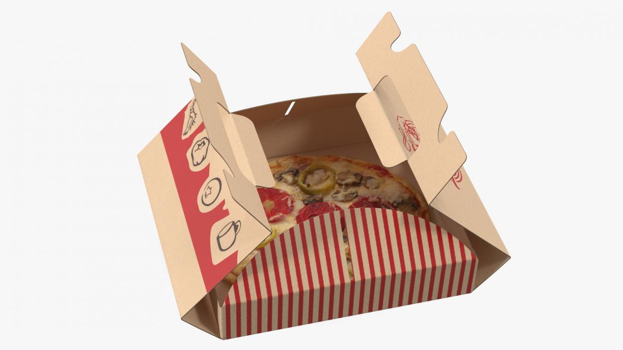 Open Box with Pizza 3D model