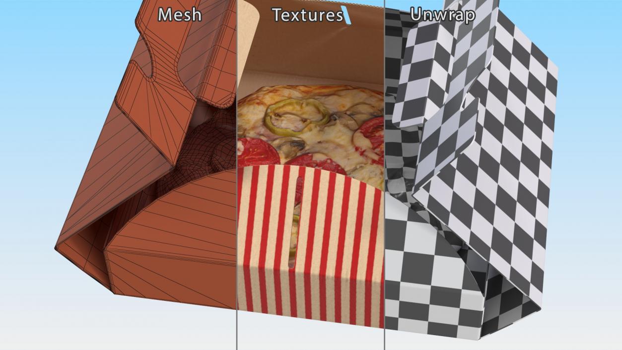 Open Box with Pizza 3D model