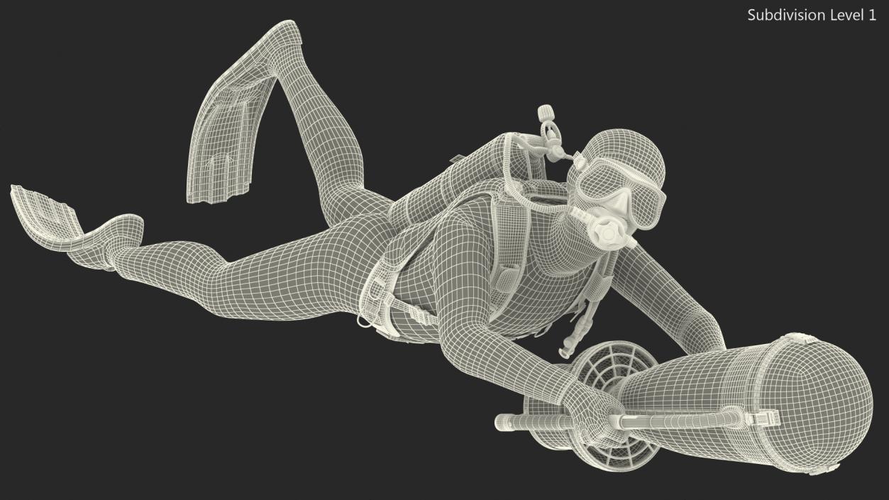 3D Diver with Underwater Scooter Torpedo2000