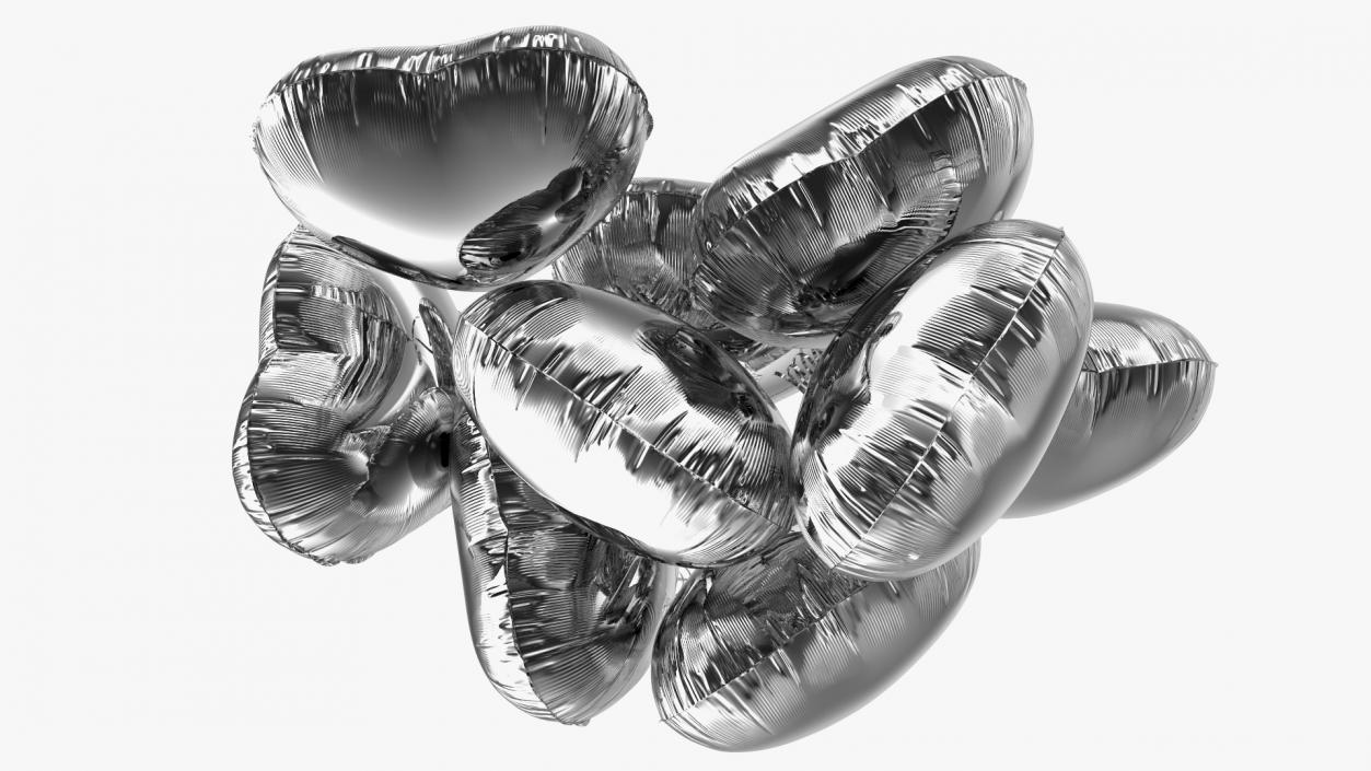 3D model Heart Shaped Silver Balloon Bouquet