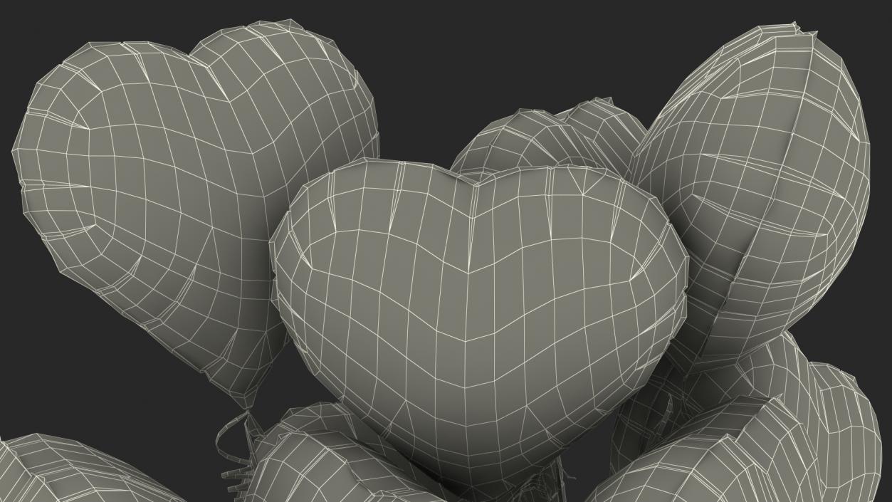 3D model Heart Shaped Silver Balloon Bouquet