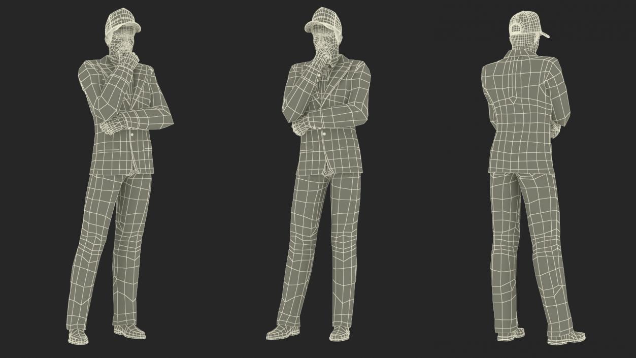 3D model Businessman Thinking Pose in Donald Trump Cap