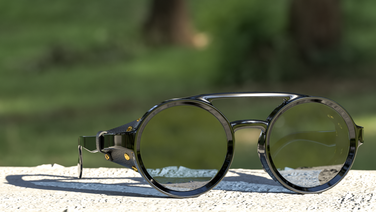 3D Steampunk Sunglasses Black