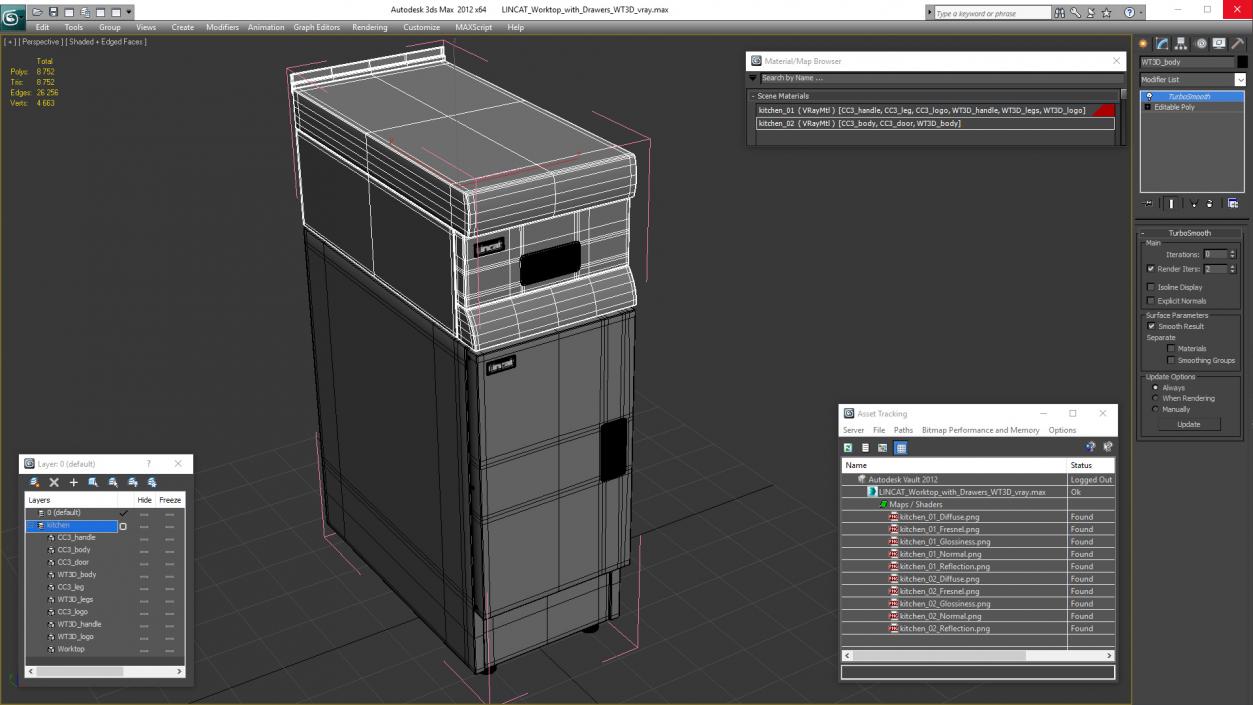 3D model LINCAT Worktop with Drawers WT