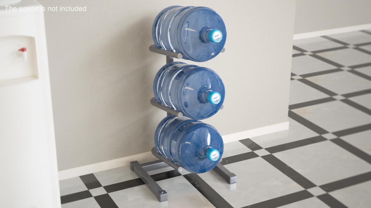 Gallon Water Bottle 3 Tier Holder Shelf Gray 3D model