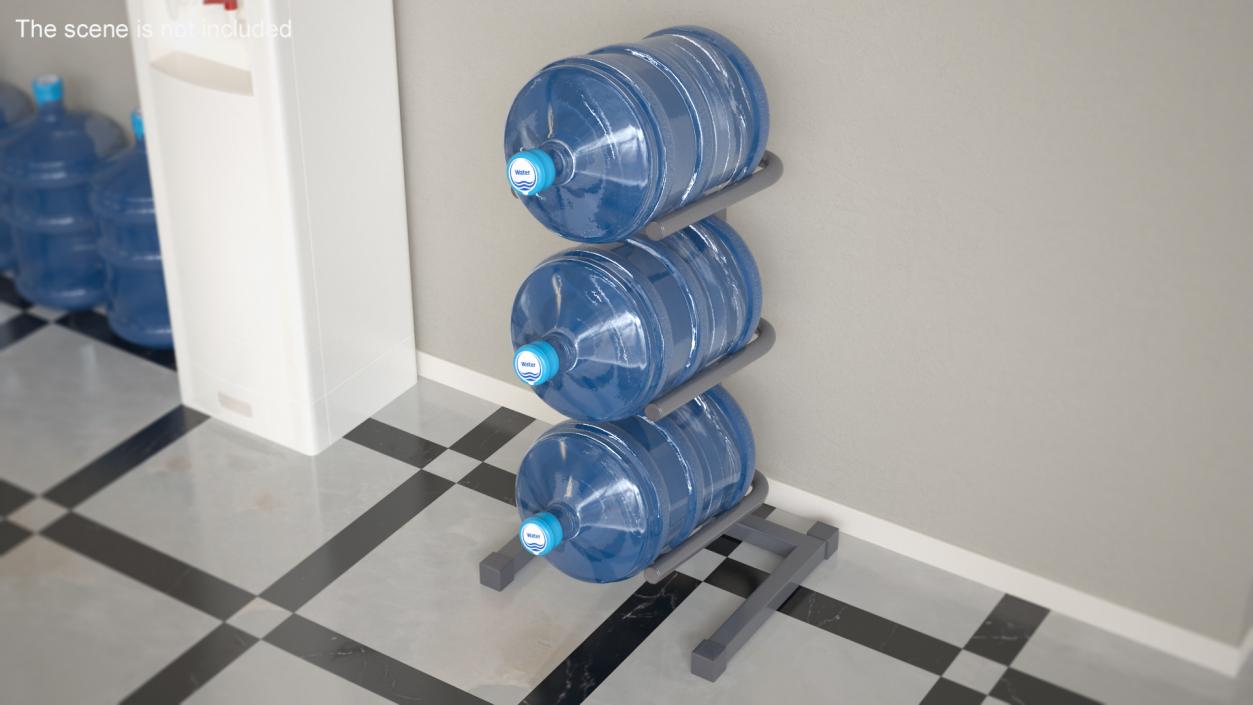 Gallon Water Bottle 3 Tier Holder Shelf Gray 3D model